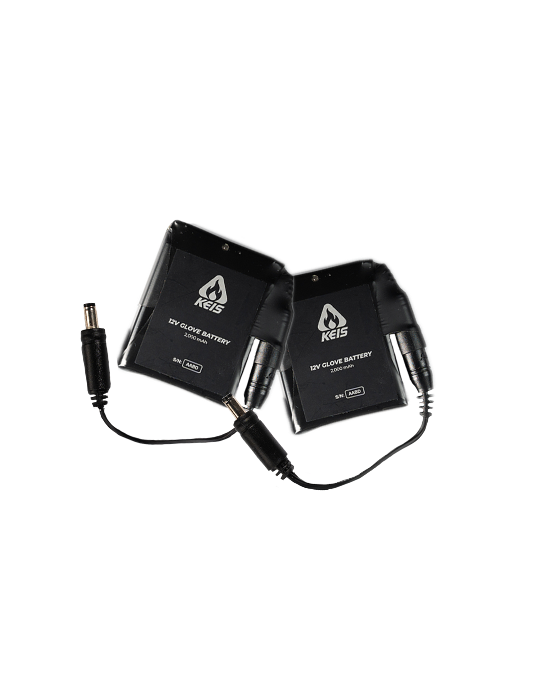 Pre-2020 4000mAh glove battery set, a pair of flat 12V cells each trailing a short lead to a connector.