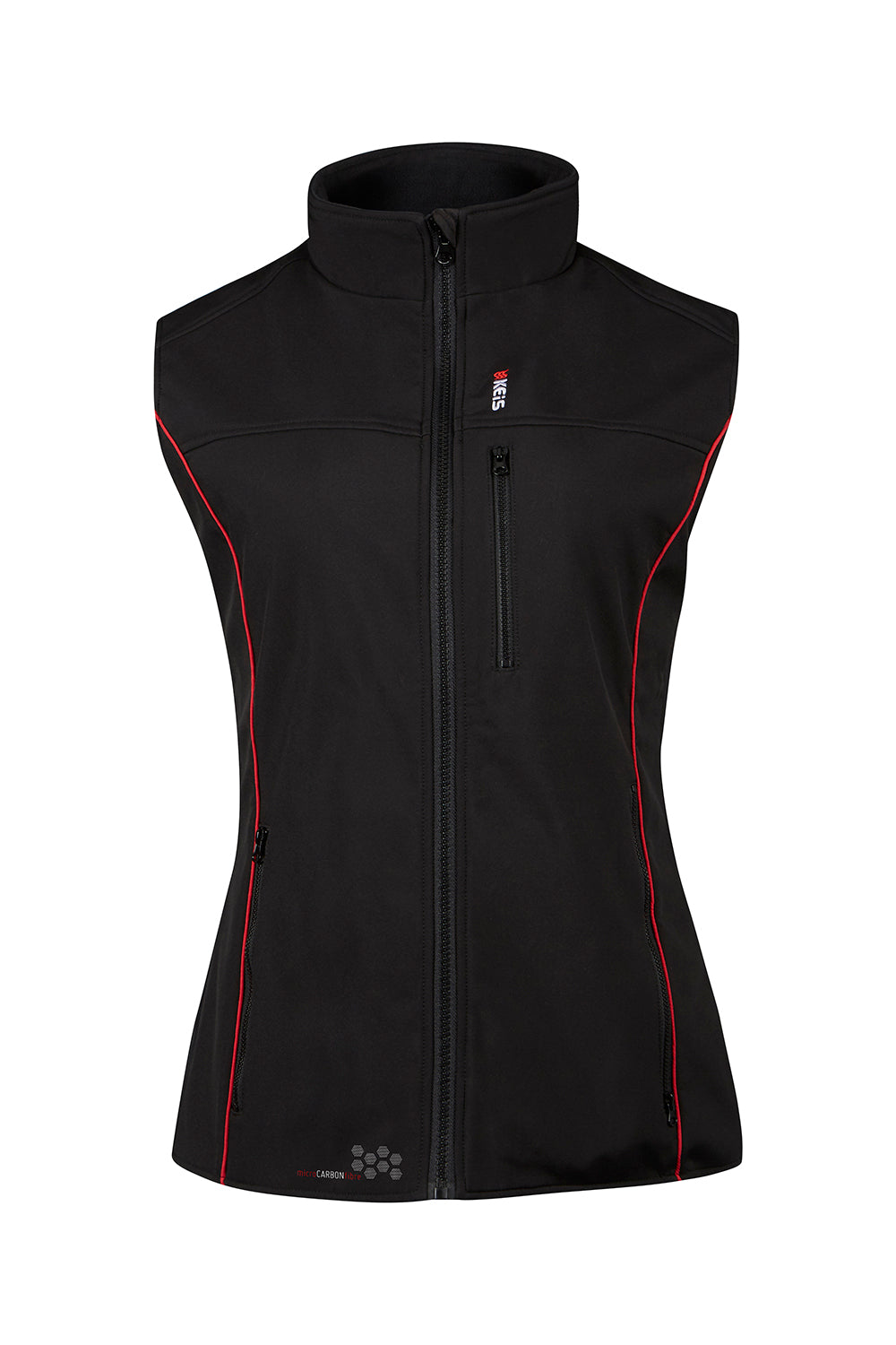 Keis ladies bodywarmer balck with red piping down front
